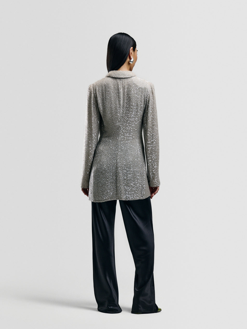 Silver Silk Beaded Blazer