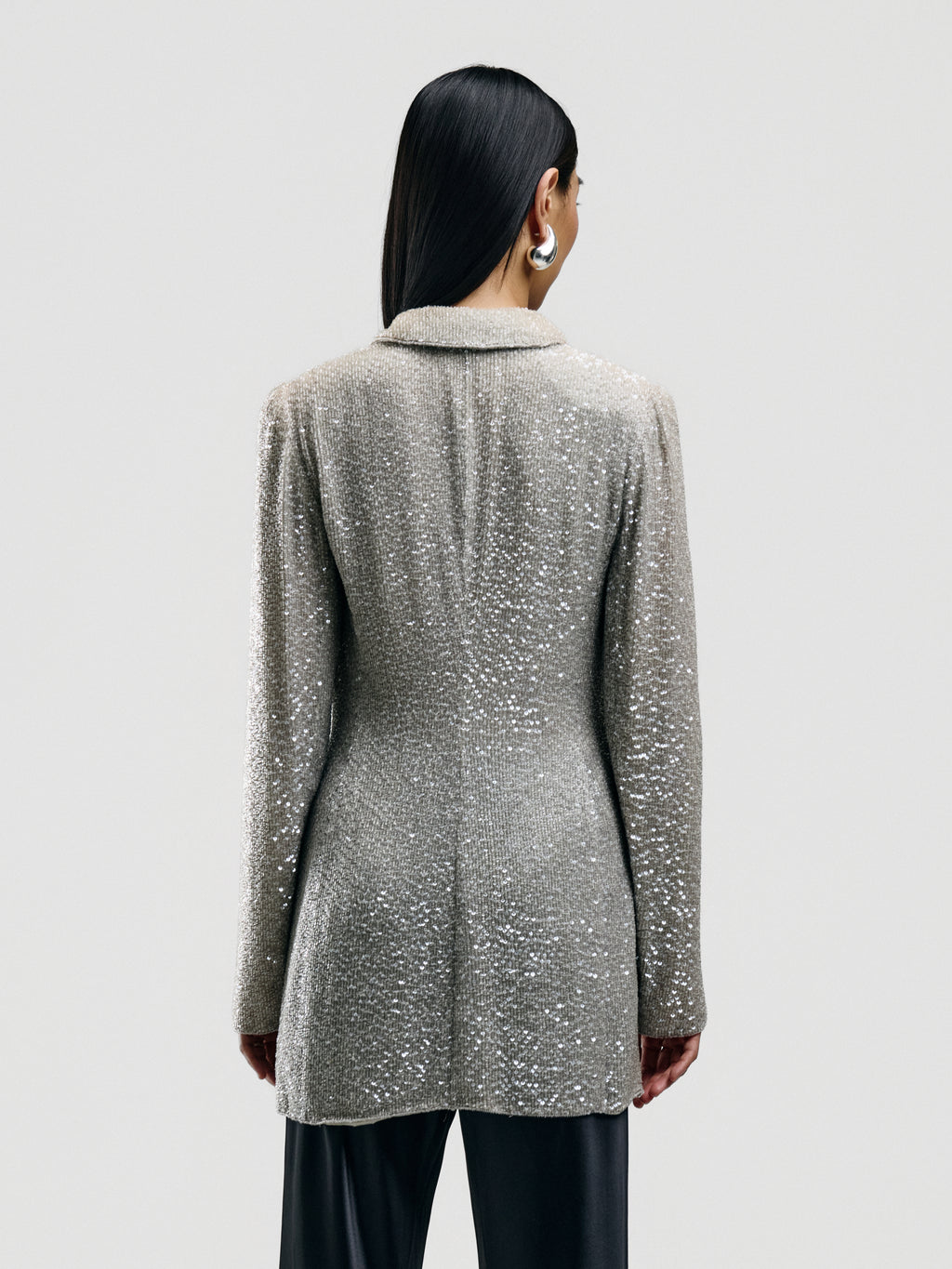 Silver Silk Beaded Blazer