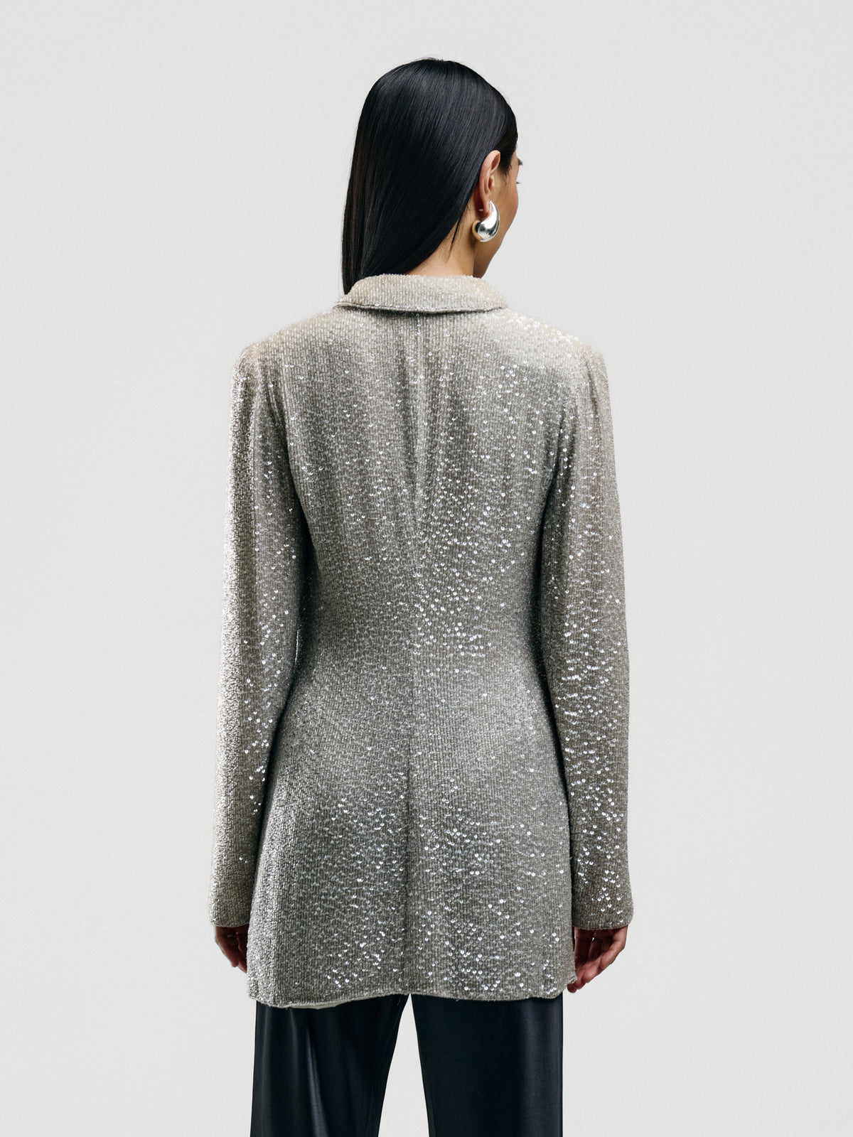 Silver Silk Beaded Blazer
