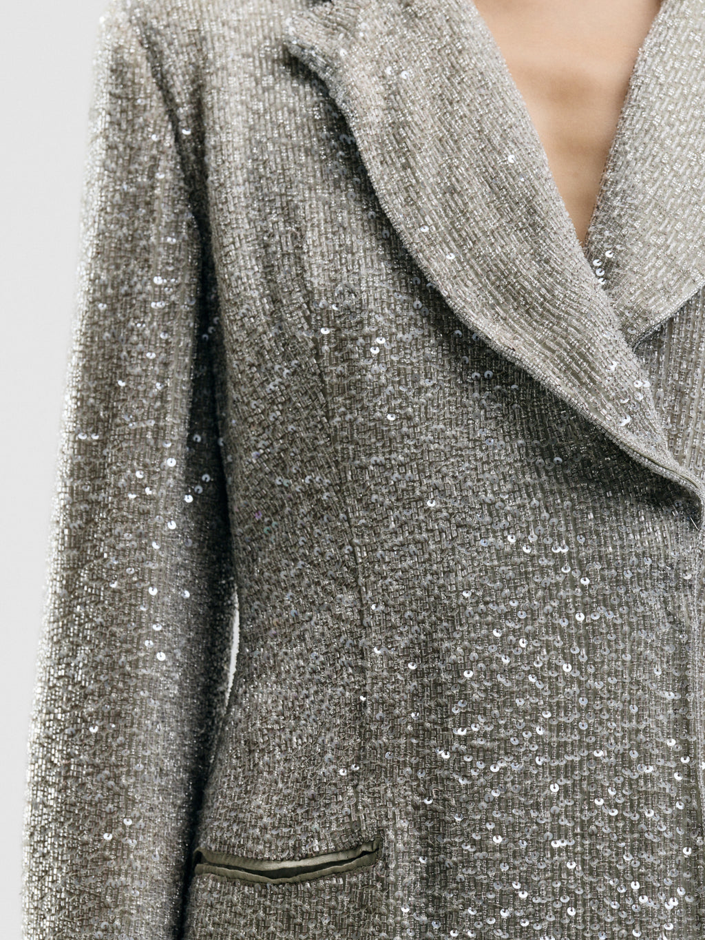 Silver Silk Beaded Blazer