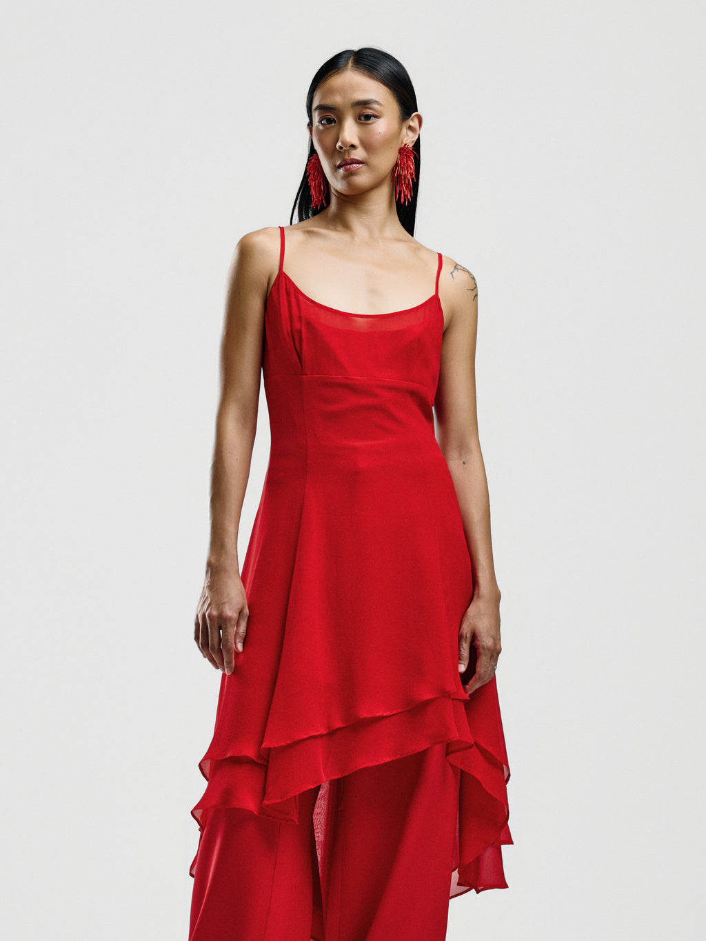 Luisa Spagnoli Red Asymmetric Dress