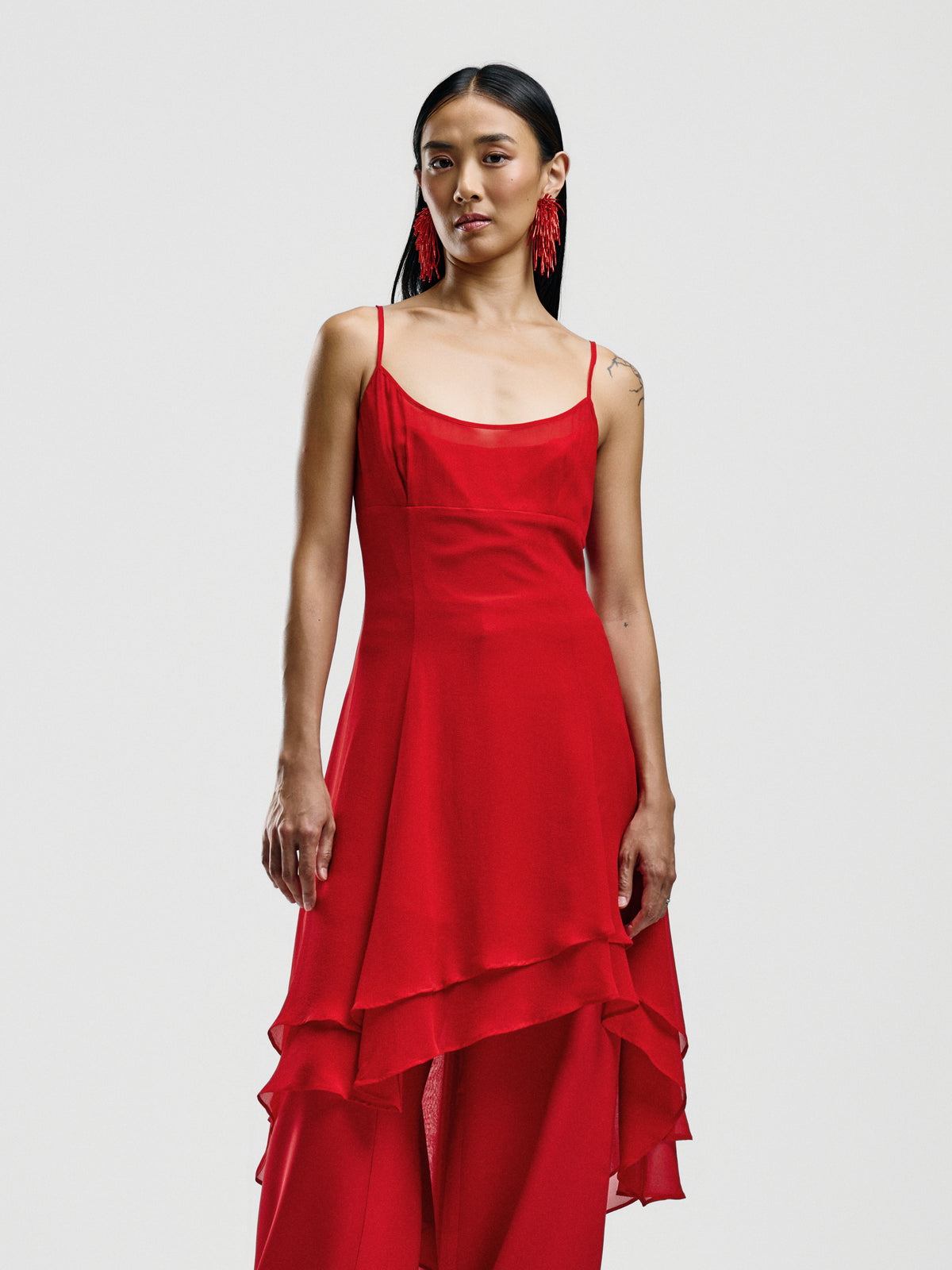 Luisa Spagnoli Red Asymmetric Dress