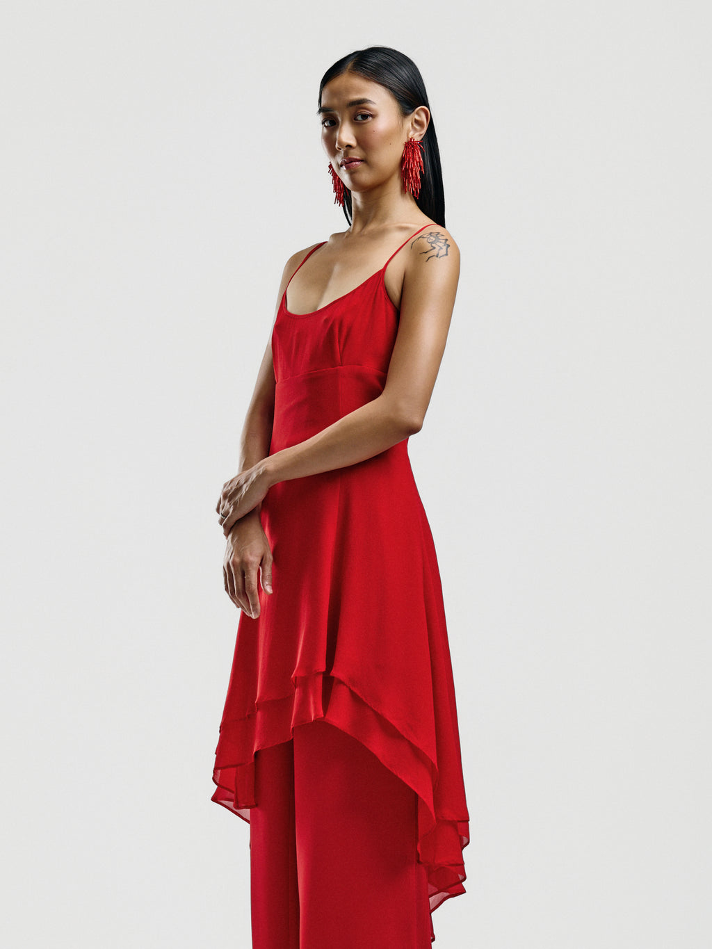 Luisa Spagnoli Red Asymmetric Dress