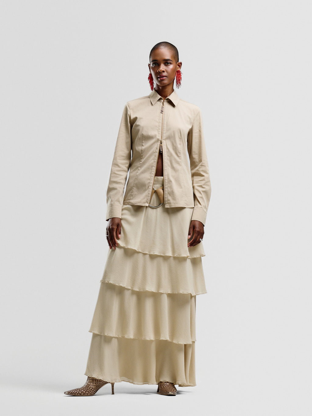 Escada Couture Silk Tiered Skirt