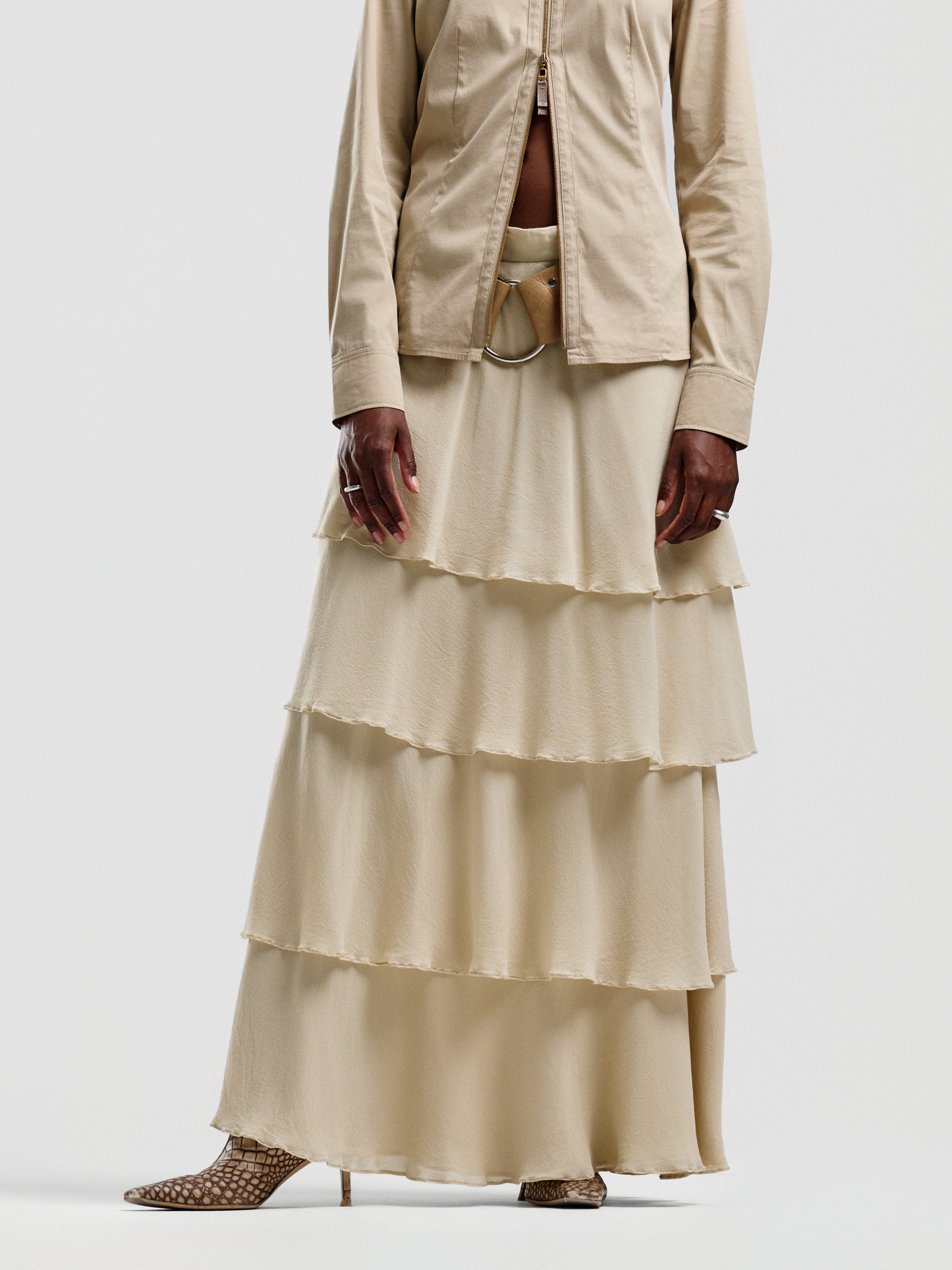 Escada Couture Silk Tiered Skirt