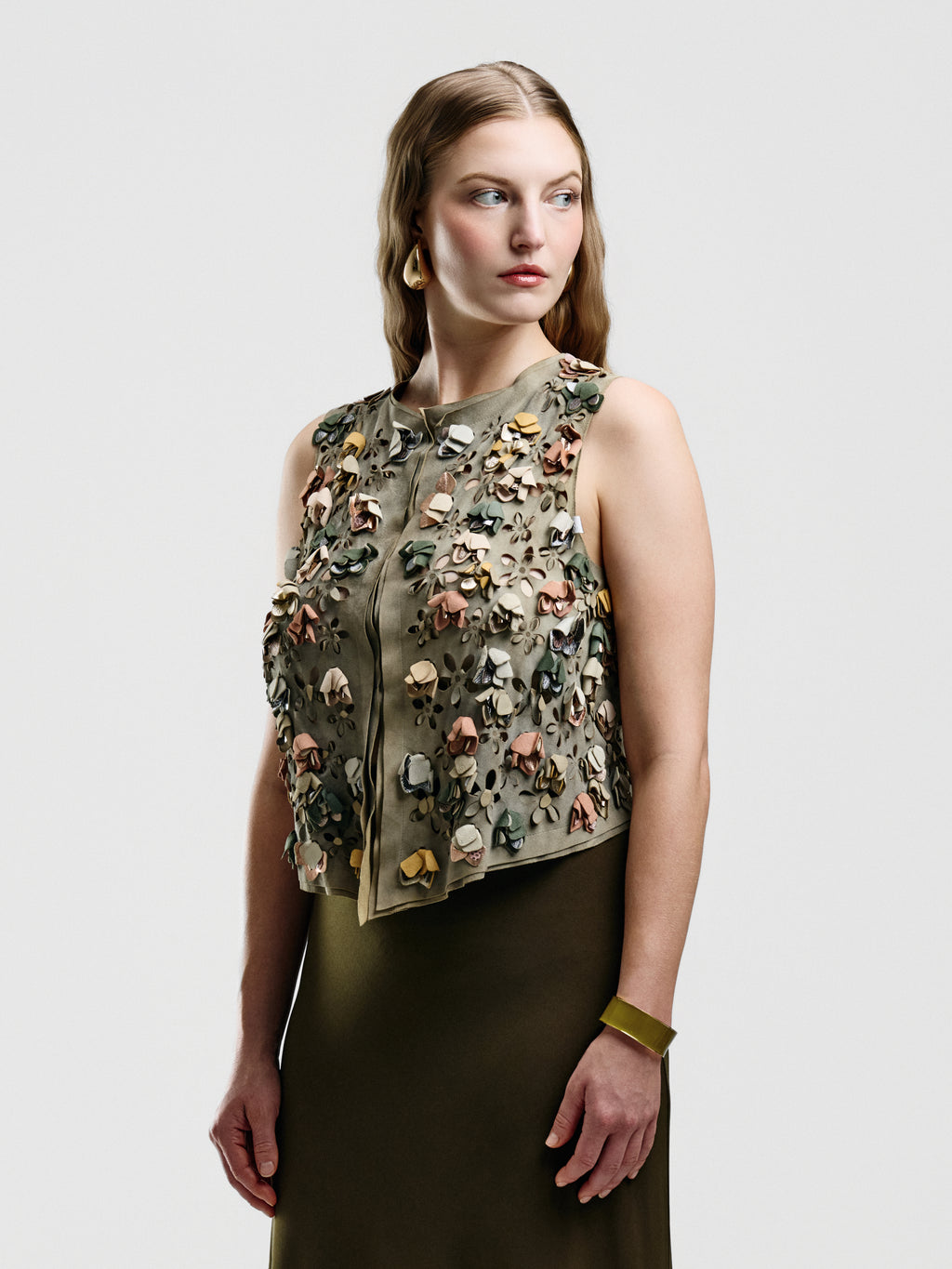 Roberto Cavalli Suede Floral Vest