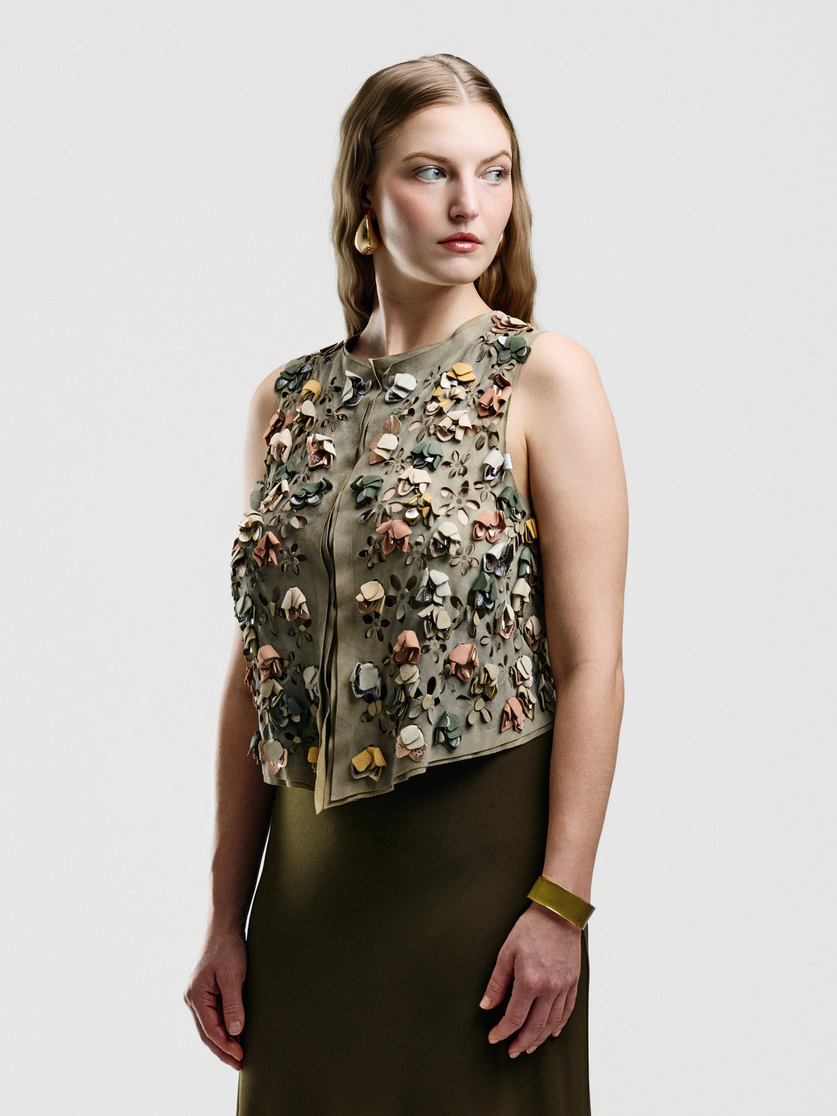 Roberto Cavalli Suede Floral Vest