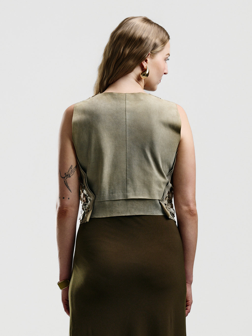 Roberto Cavalli Suede Floral Vest