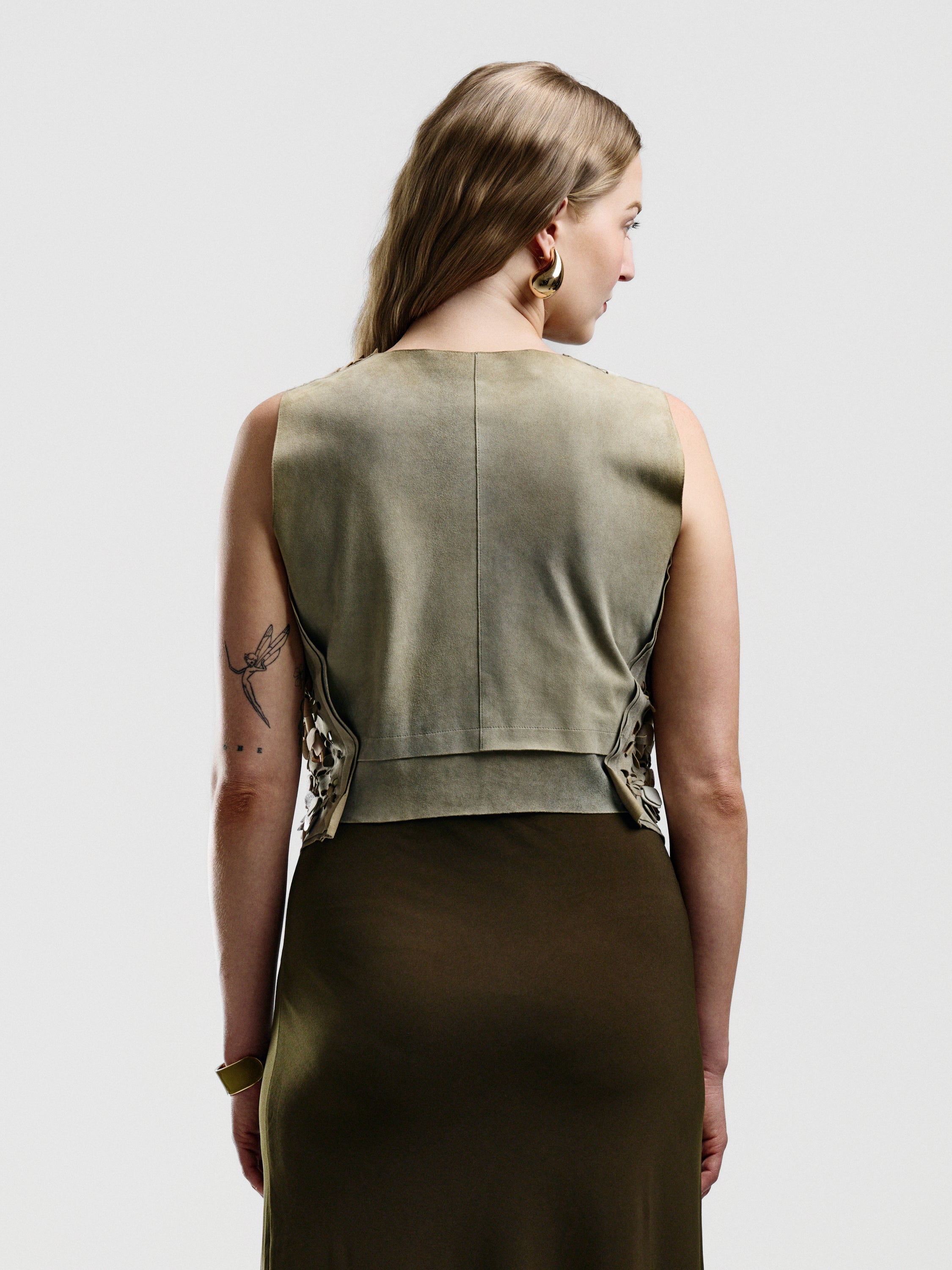 Roberto Cavalli Suede Floral Vest