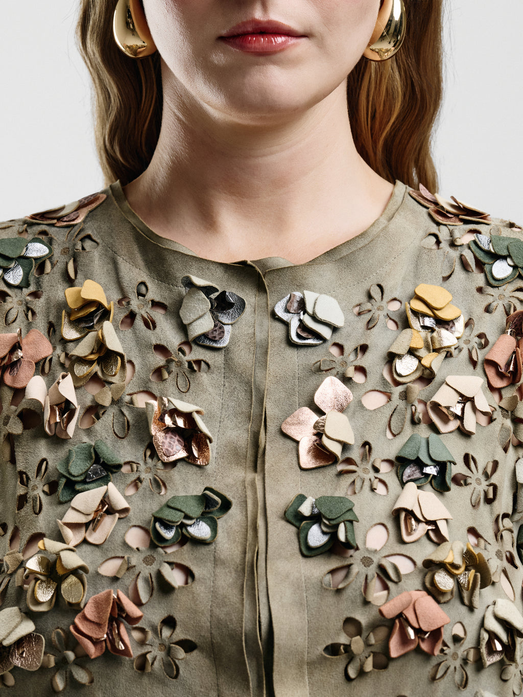 Roberto Cavalli Suede Floral Vest