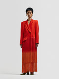 Escada Cherry-Red Fringed Coat