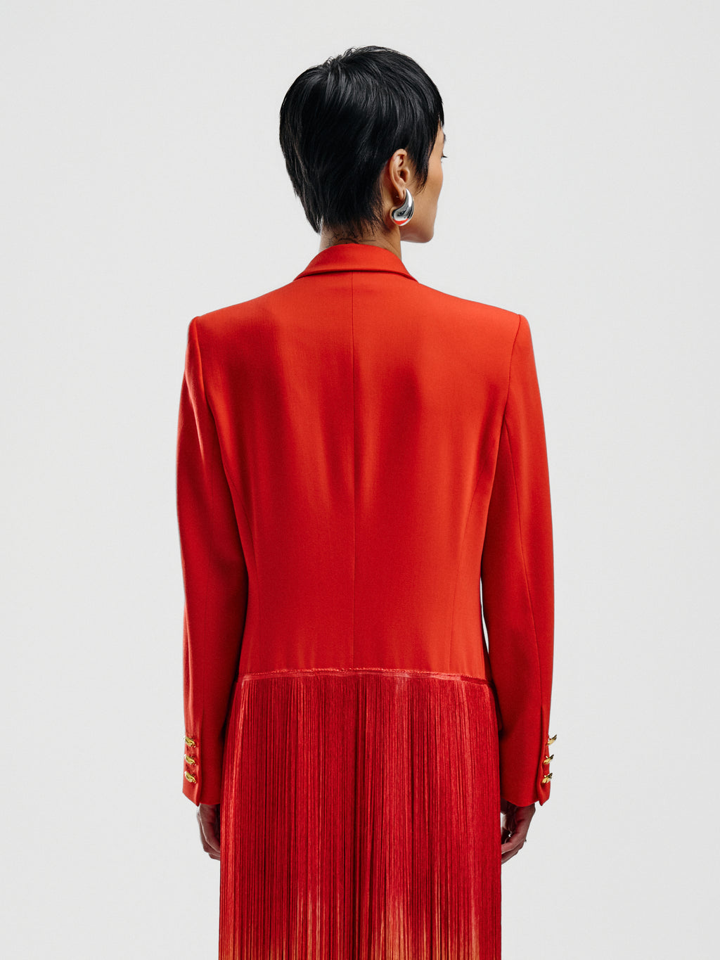 Escada Cherry-Red Fringed Coat