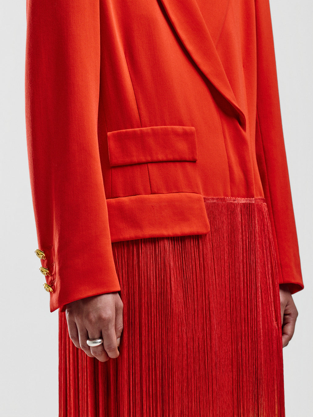 Escada Cherry-Red Fringed Coat