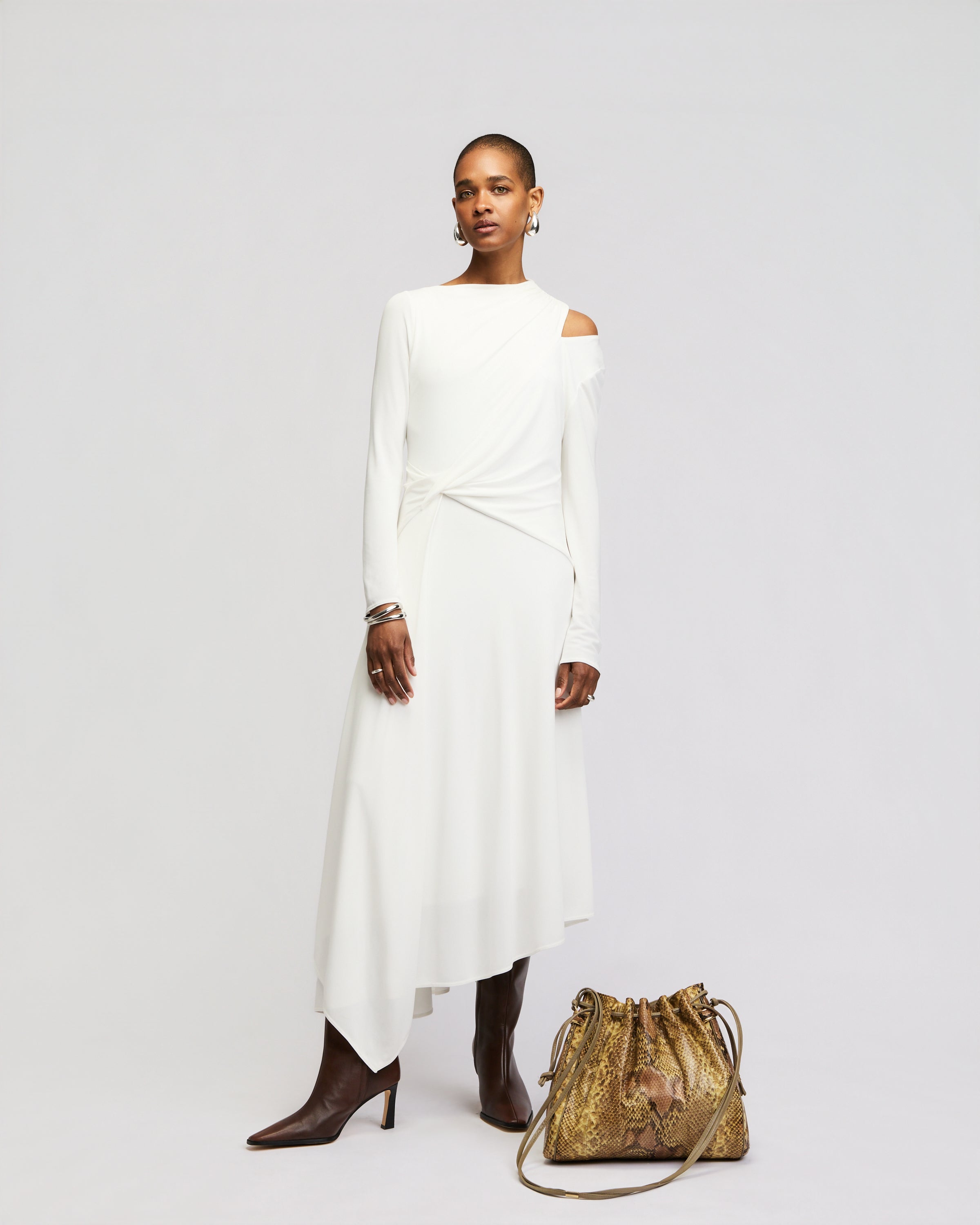Python Leather Drawstring Bag