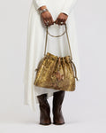 Python Leather Drawstring Bag