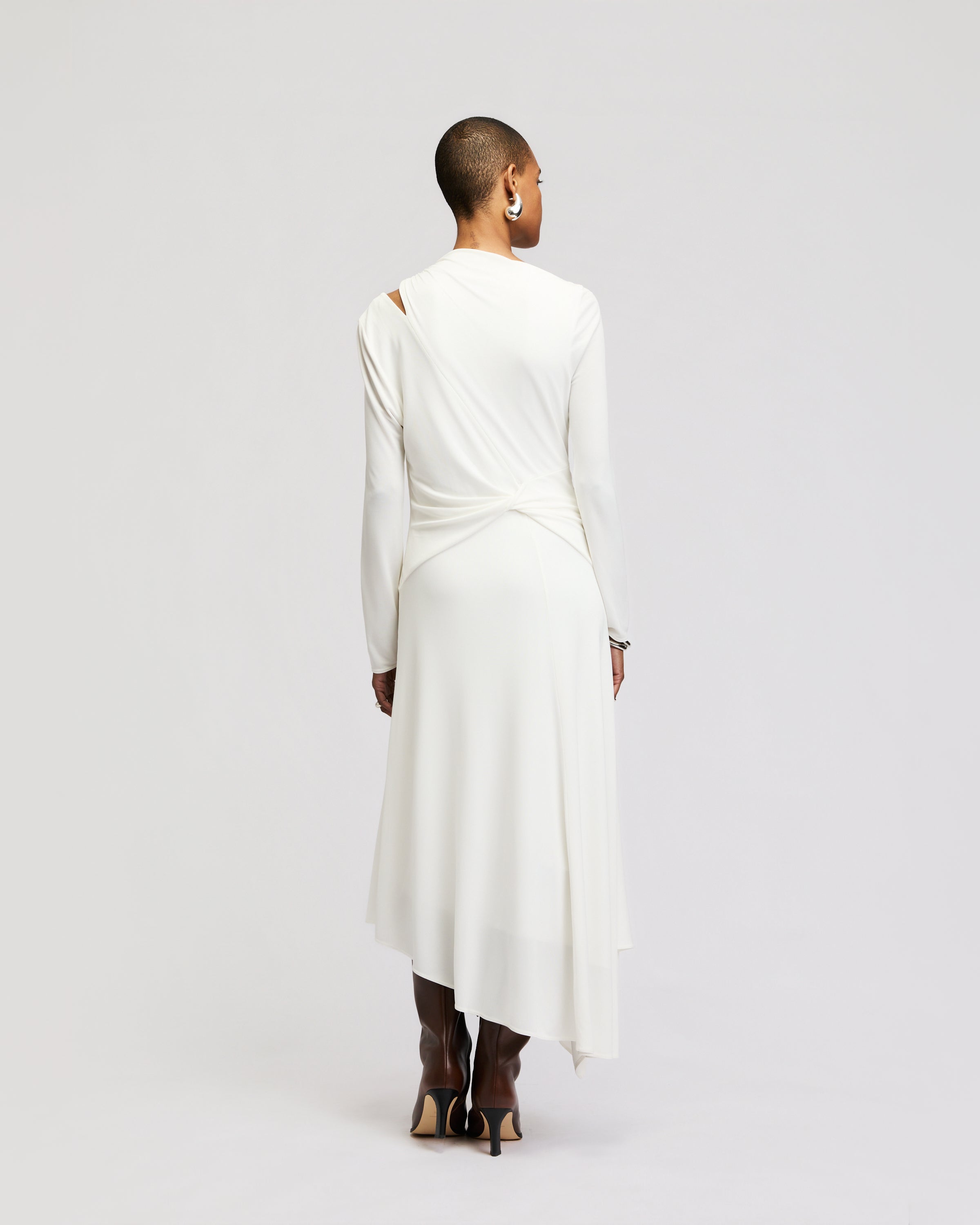 Halston Asymmetric Knit Dress