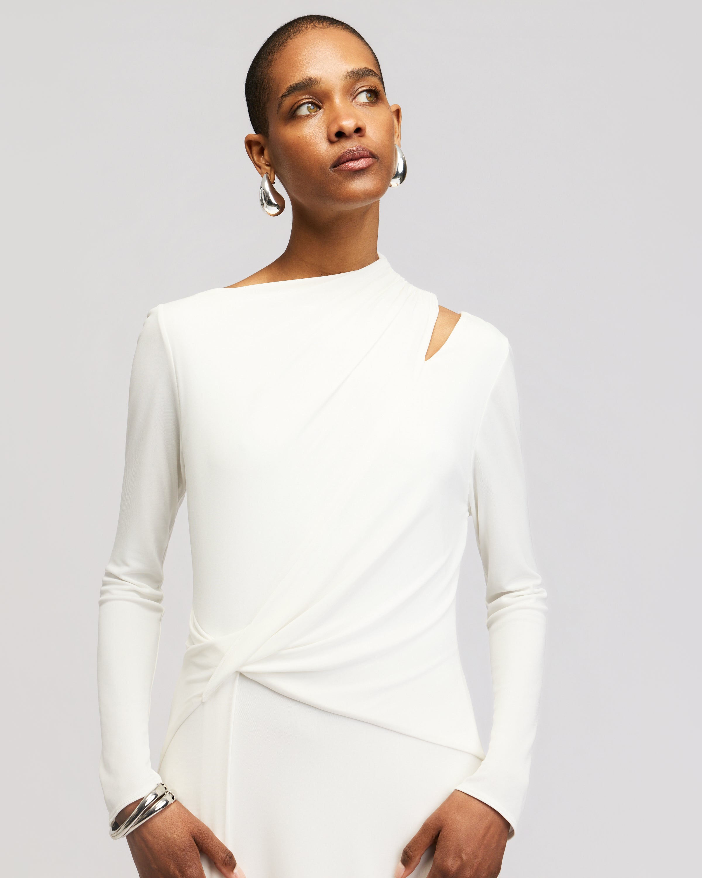 Halston Asymmetric Knit Dress