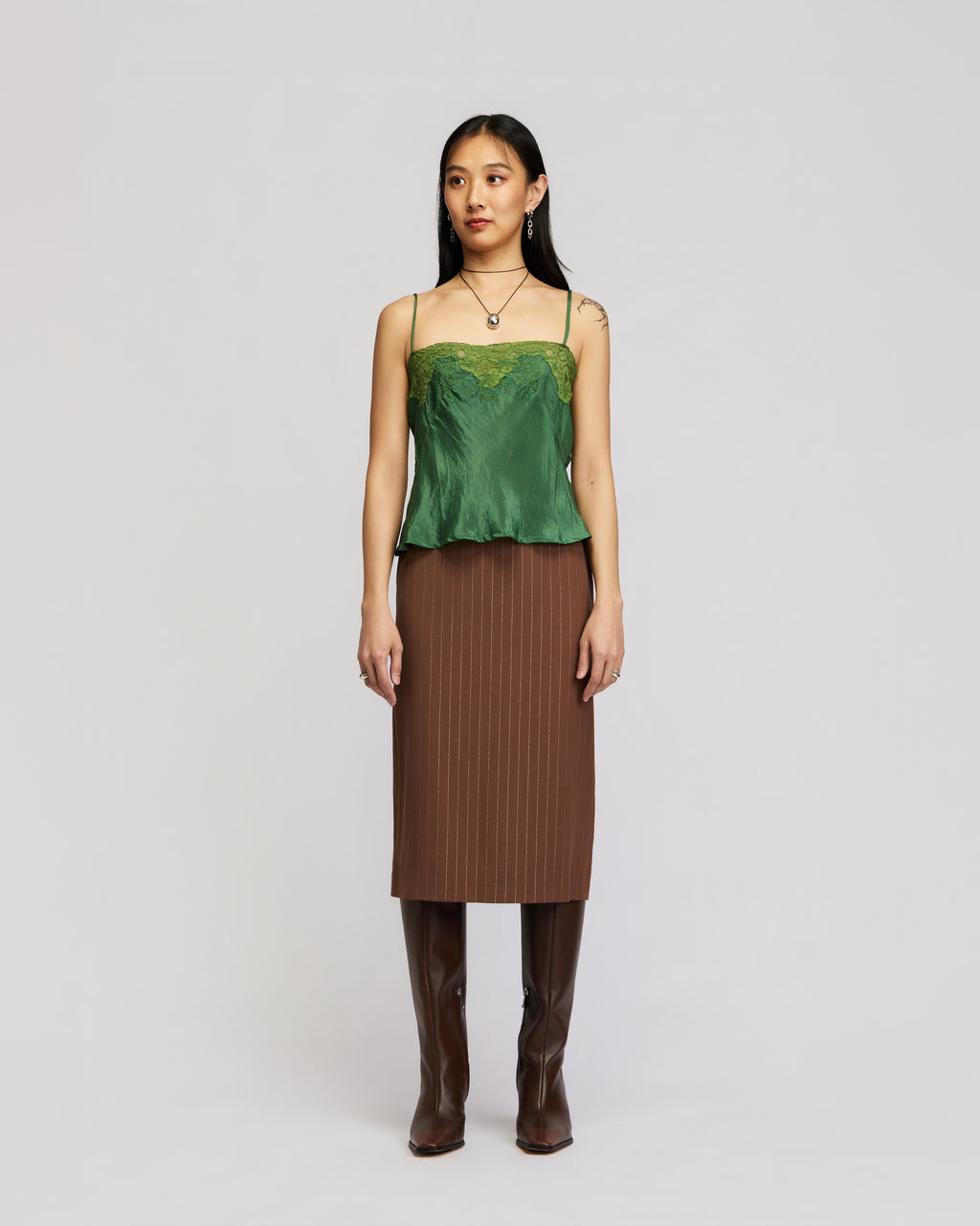 Jean Paul Gaultier Gold Pin-striped Skirt