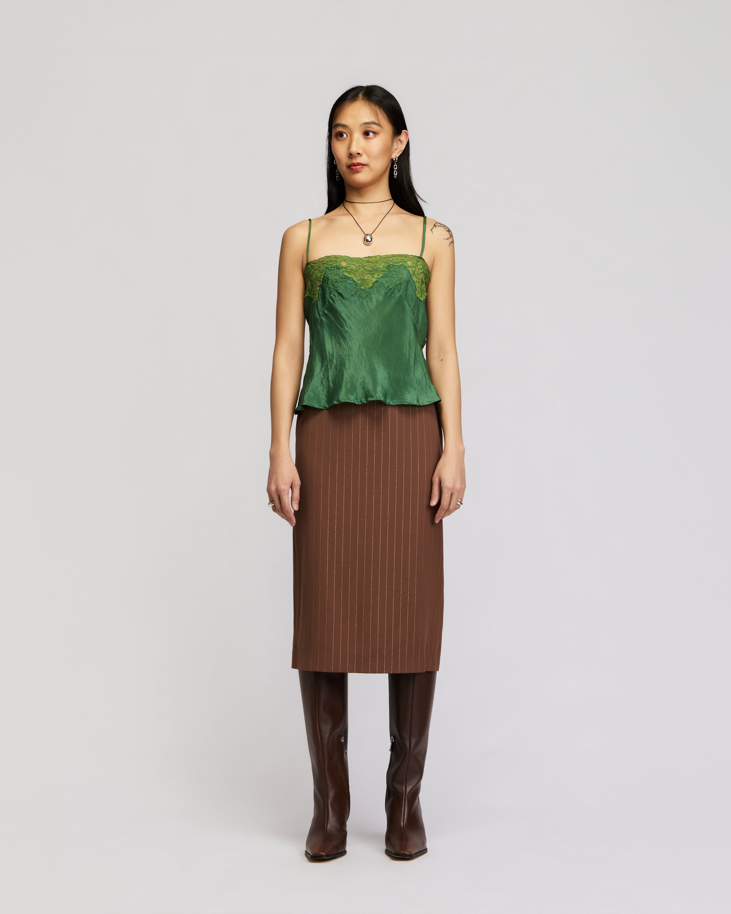 Jean Paul Gaultier Gold Pin-striped Skirt