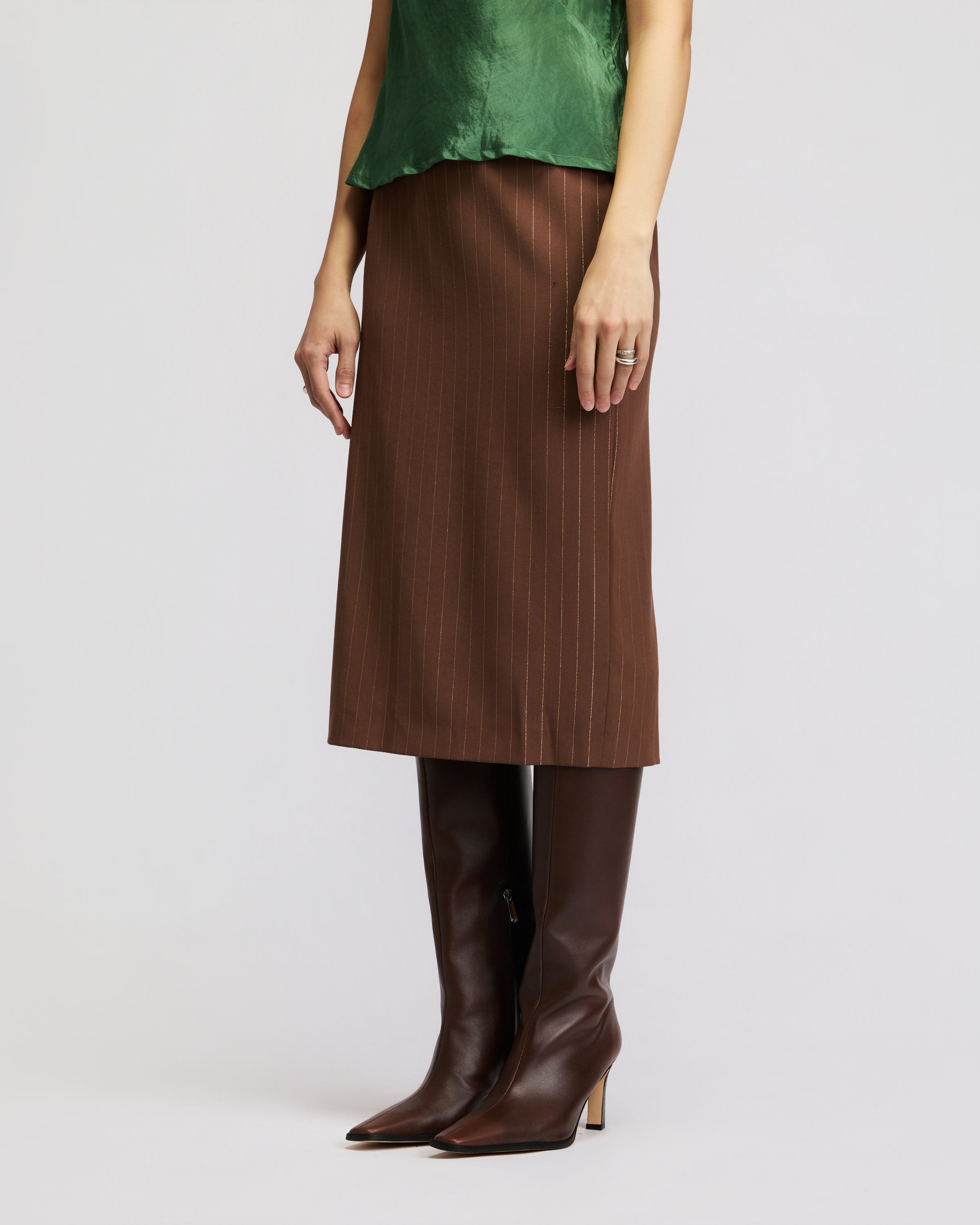 Jean Paul Gaultier Gold Pin-striped Skirt