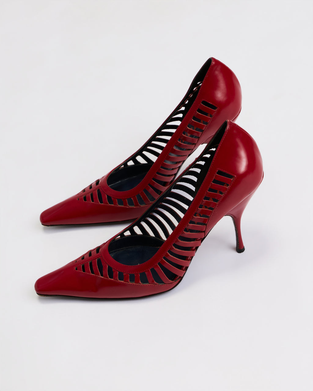 Miu Miu Red Patent Cage Heels
