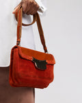 Prada Brunt Orange Suede Purse