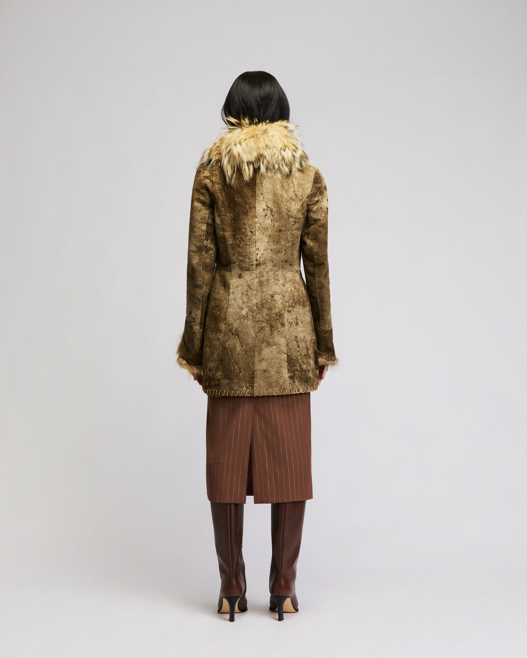 Crushed Suede Fox Fur Jacket