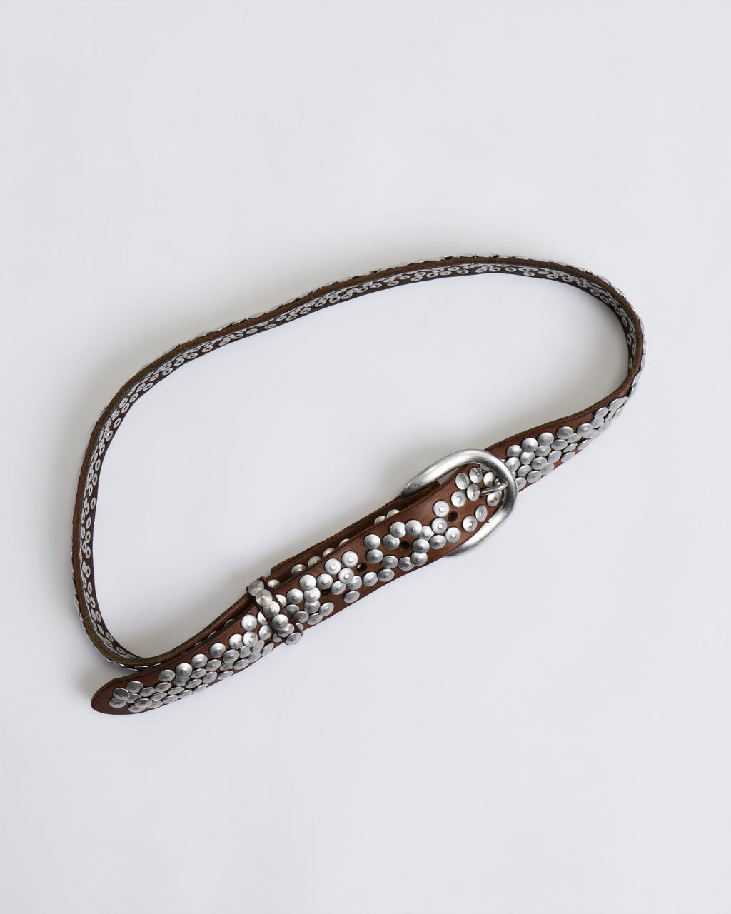 Brown Leather Hand-Studded Belt