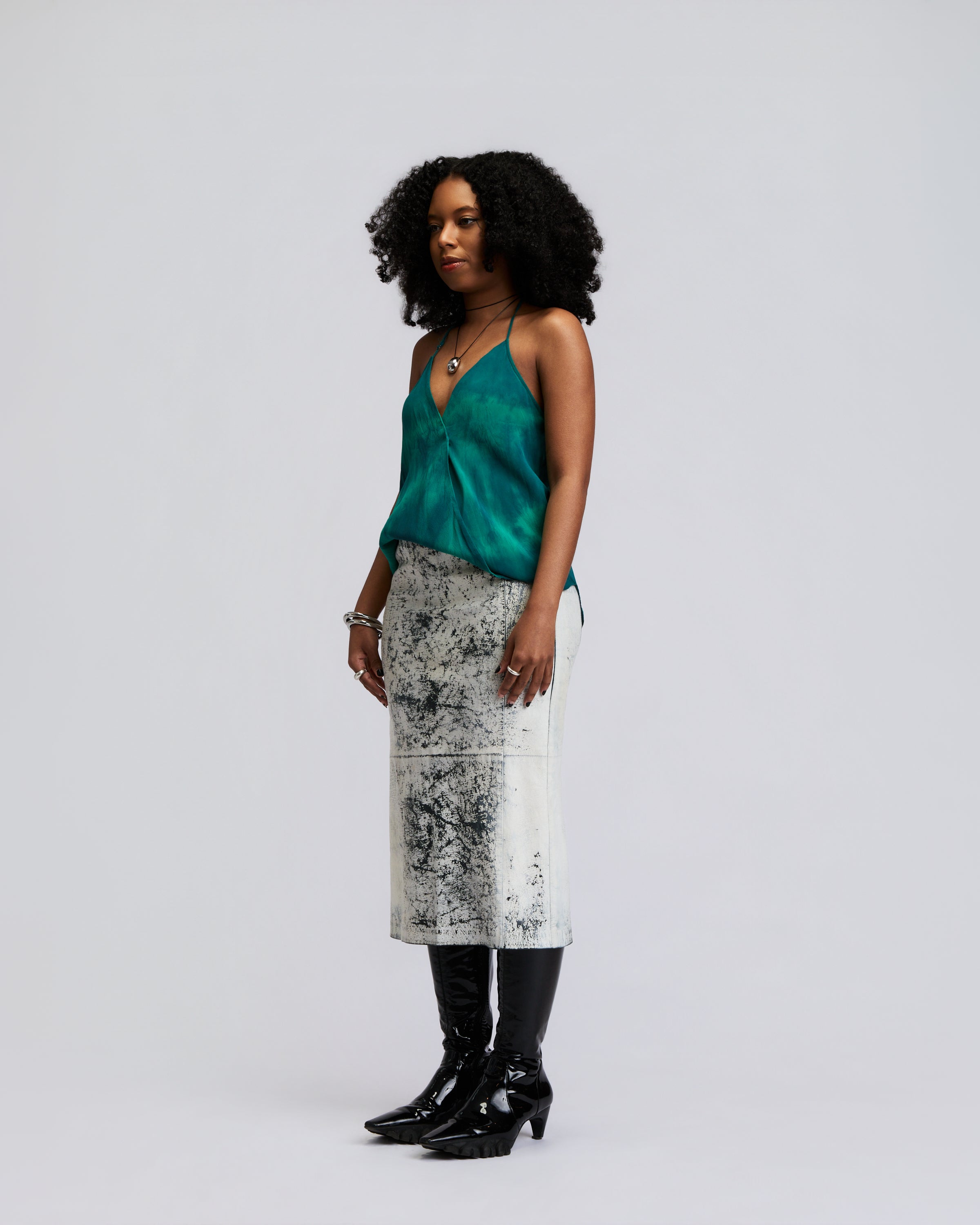 Diesel Distressed Leather Pencil Skirt
