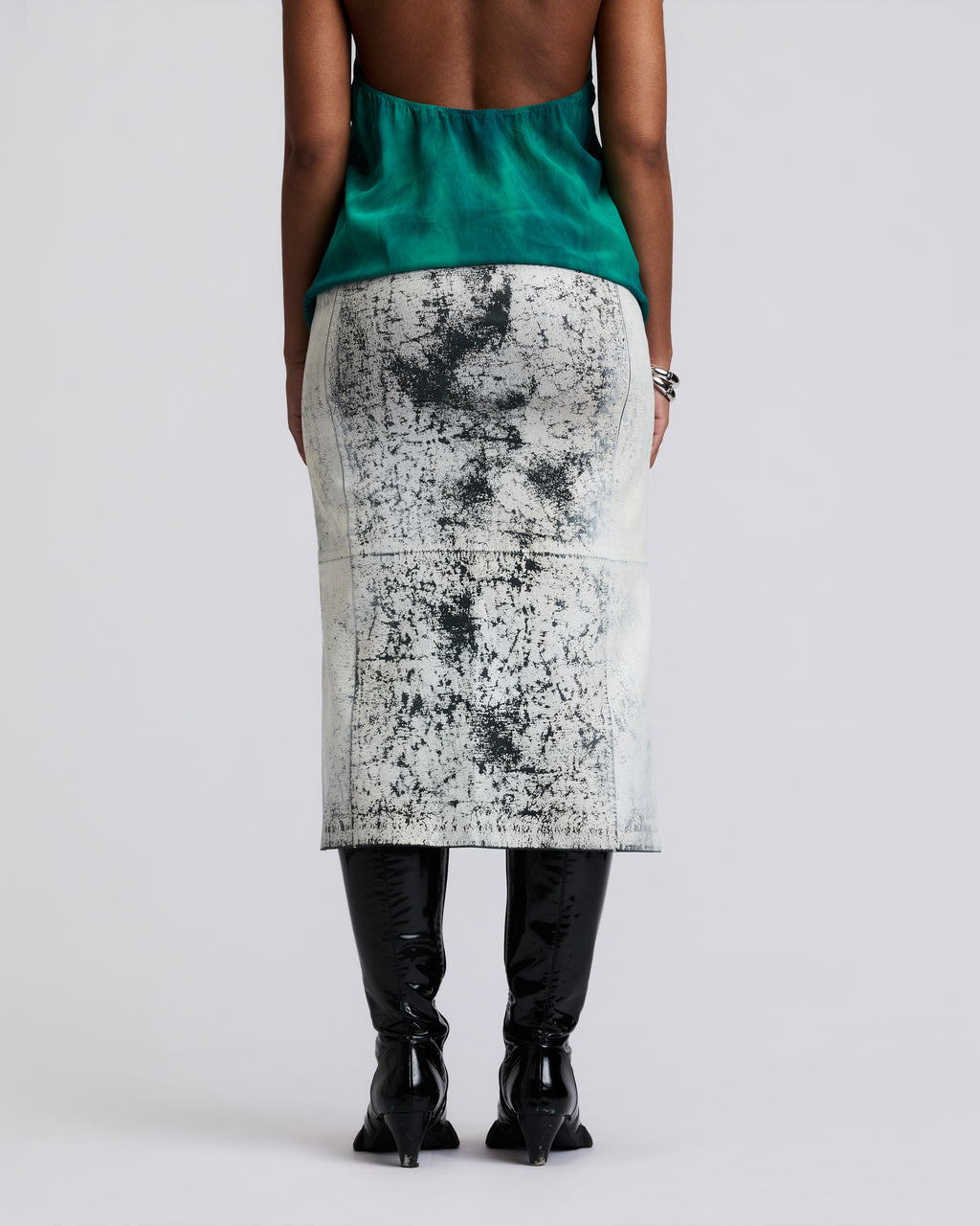 Diesel Distressed Leather Pencil Skirt