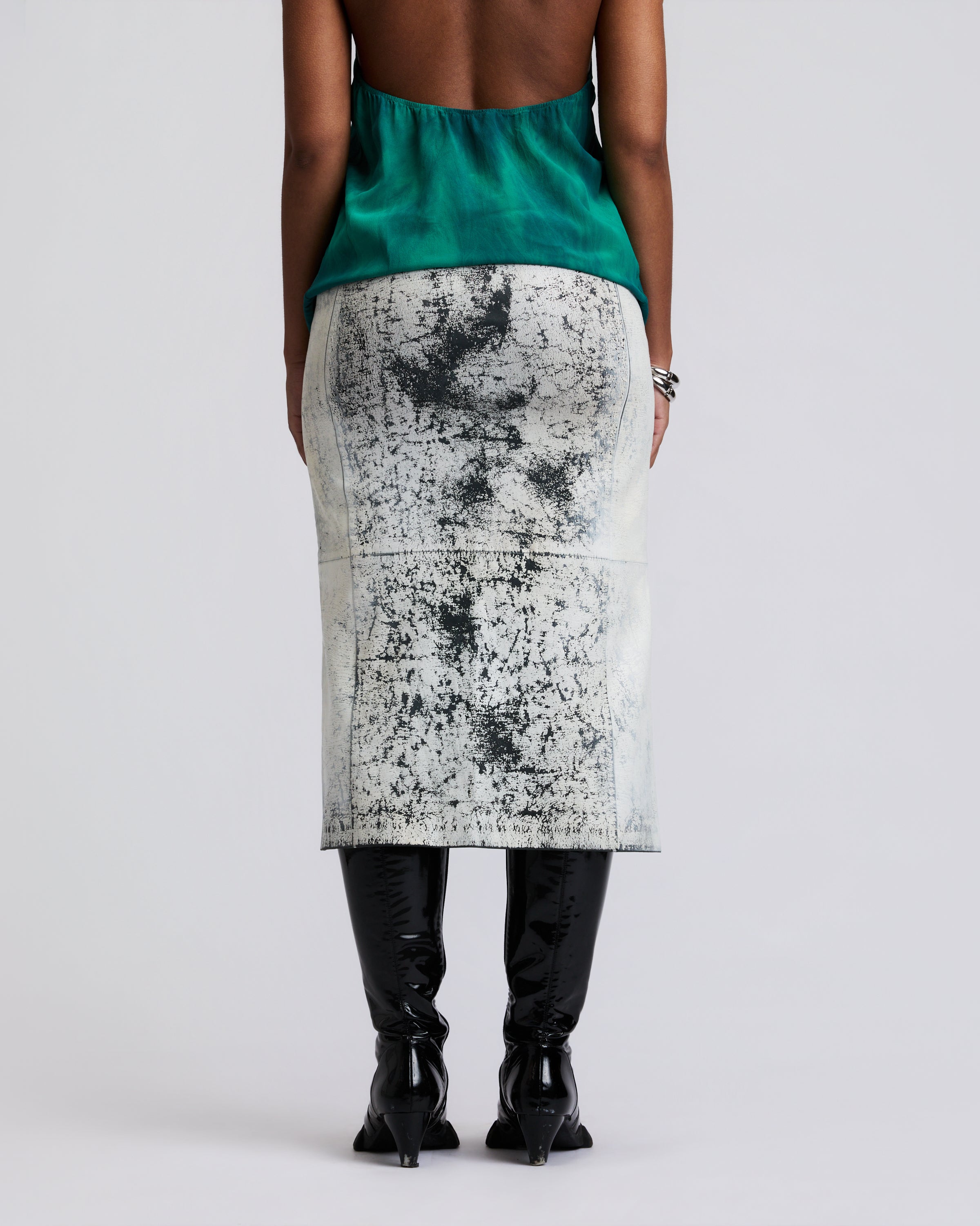 Diesel Distressed Leather Pencil Skirt