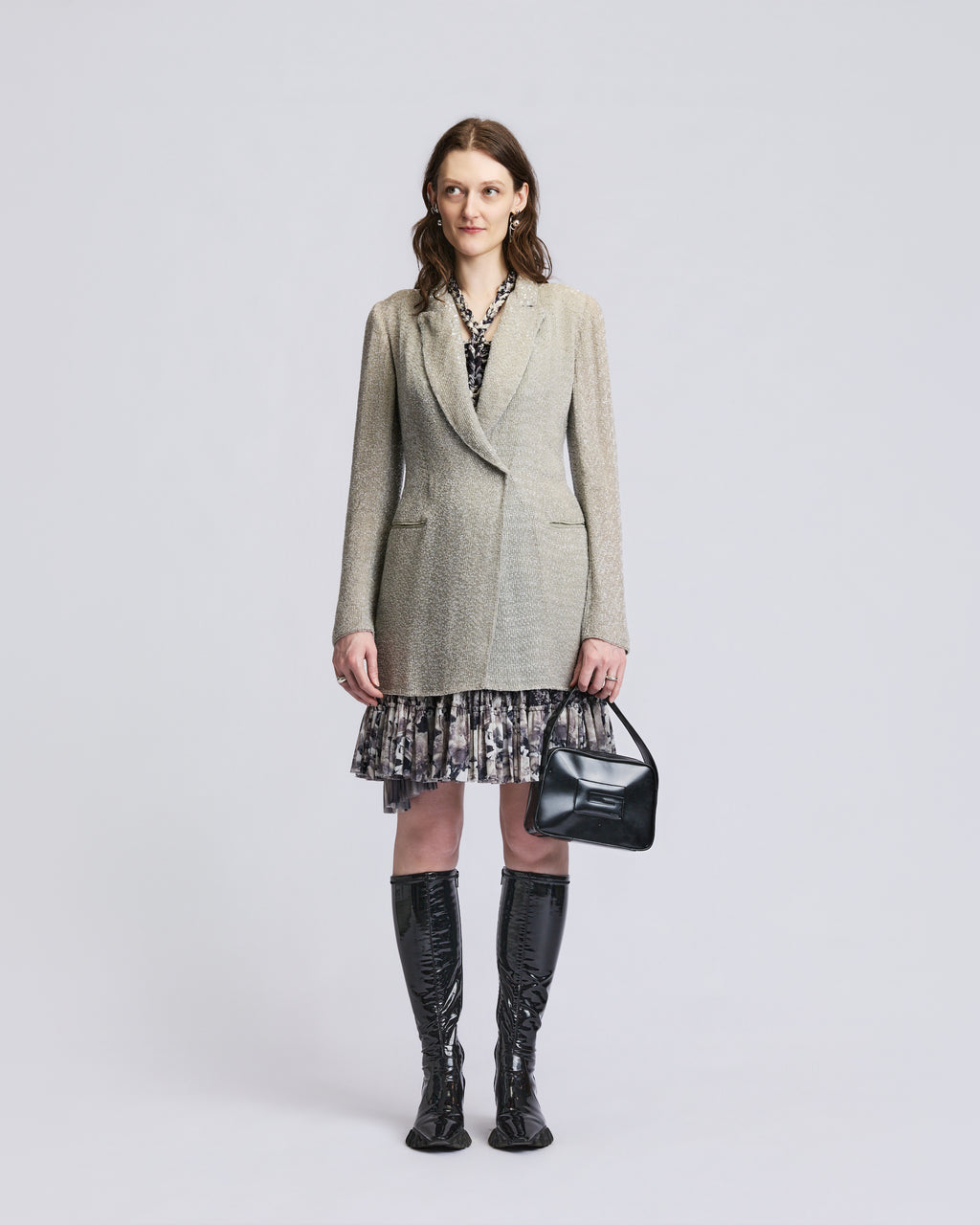 Silver Silk Beaded Blazer