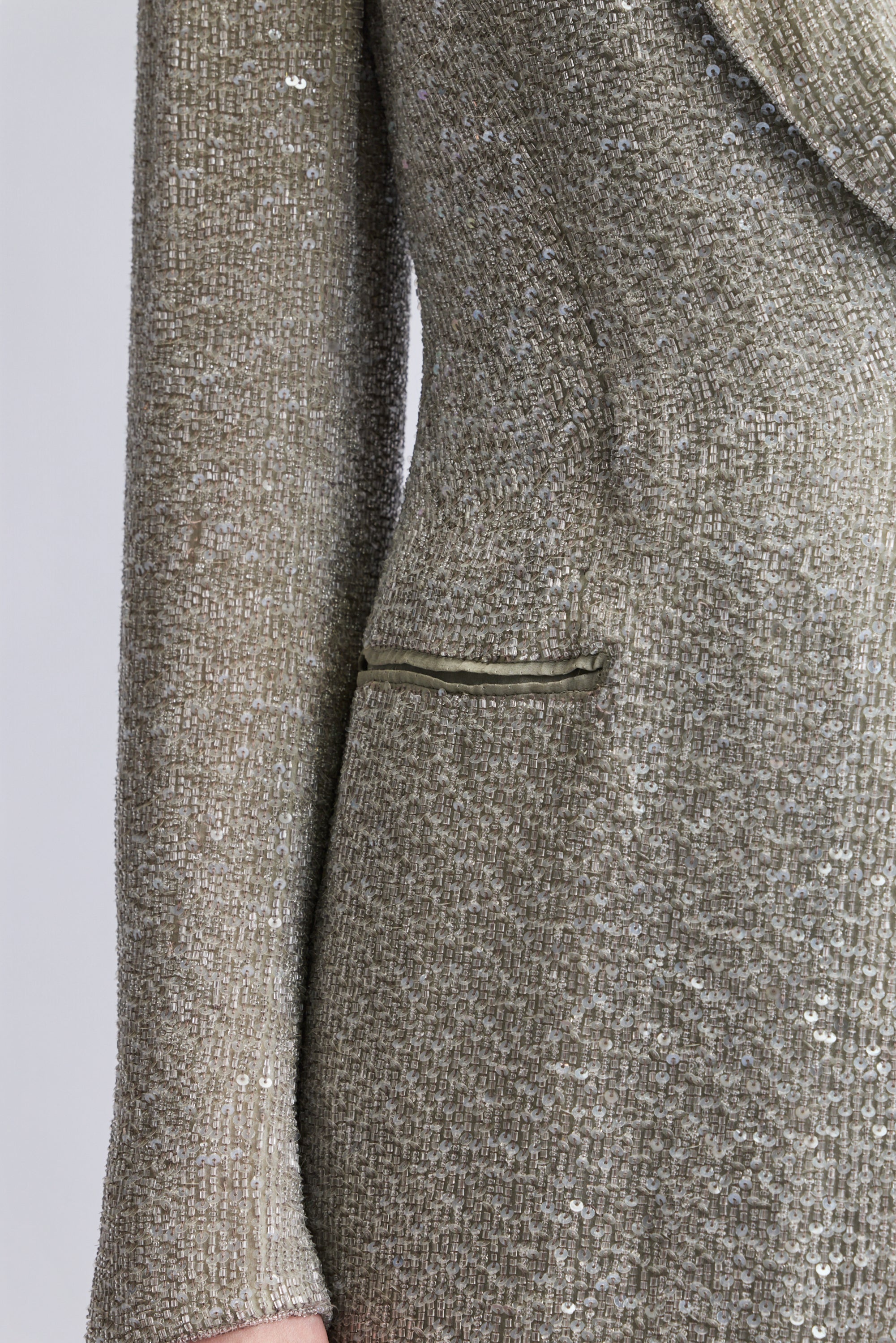 Silver Silk Beaded Blazer